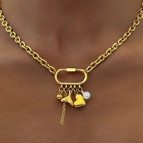 Gold statement chunky heart - gold,