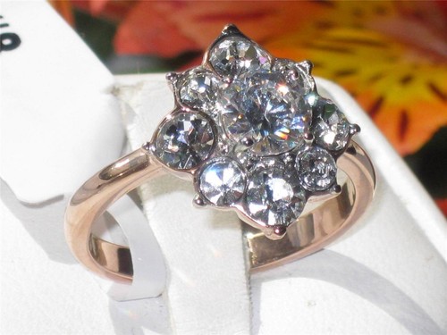 Rose gold ring cluster - , cz