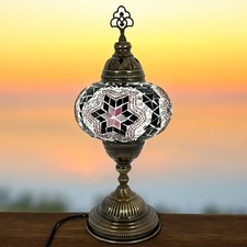 Moroccan Turkish Mosaic Table Lamp Large Globe Tiffany Style Bedside Desk Light