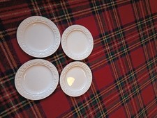 4x VIntage M&S Embossed Fruit Border White Dinner plates 10.75"