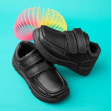 Trux Boys Shoes Black Kids School Easy Fasten Gripped Fawster SIZE