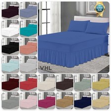 Percale Fitted Valance Sheet Non Iron Sheets Frill Bedding Single Double King UK
