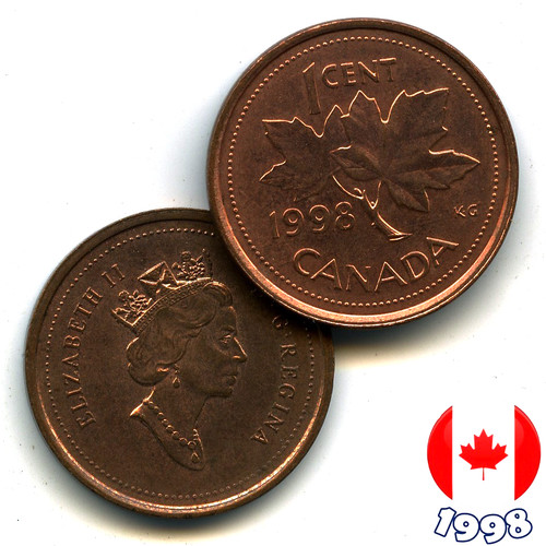Canadian 1998 cent penny - 1998,