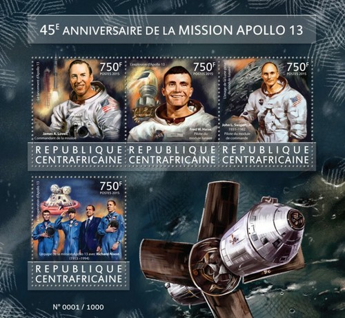 Centrafrique 2015 mnh apollo - centrafrique,