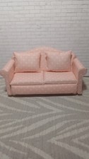 Dolls House double  pink dotted sofa Chair  1/12th Scale