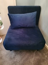 LENA single Chair Futon Guest Bed In Gorgeous Velvet  Navy Blue