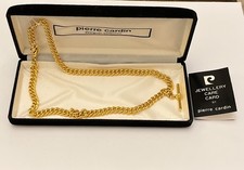 Vintage Pierre Cardin Gold Plated T-Bar Albert Chain Necklace - In Original Box