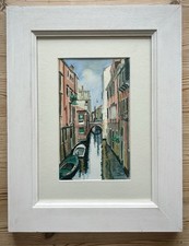 ‘Green Shutters’ Venice, Original Signed Watercolour Painting in Wooden Frame