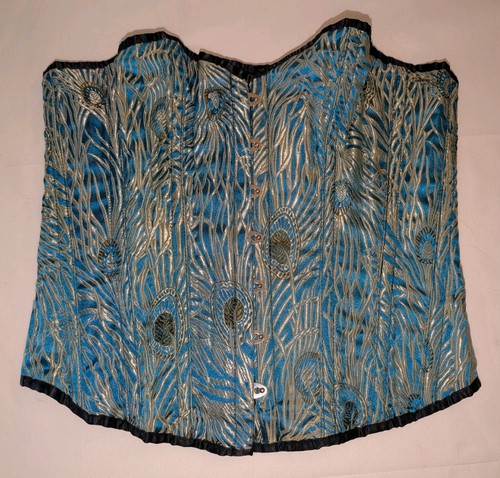 Peacock feather design corset - peacock,