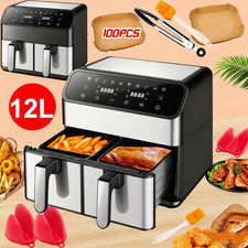 12L Air Fryer Dual Zone Digital Oven Cooker Oil Free Low Fat with 100 Tray Large