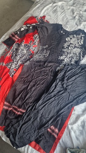 Ladies black and red shalwar - black,