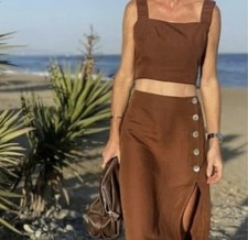 ZARA Women Tan Brown Skirt