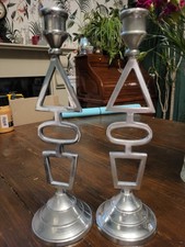 A Pair of Silver Metal Candle