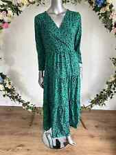 JOULES Posey Dress Womens Size 16 Green Animal Print Tiered Long Sleeve NEW
