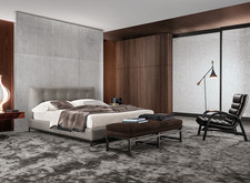 Minotti Andersen Bed "Quilt" Queen Size (160x200) Beige / Grey Fabric