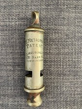 Antique Brass Metropolitan Police Whistle 131 Barr Str Birmingham Rare 1885-1888