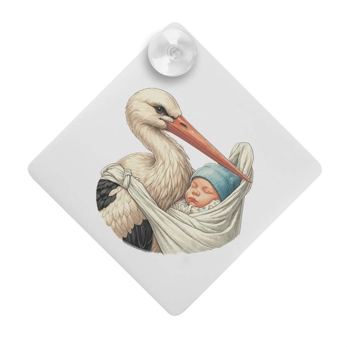 Stork with baby car - with, baby'