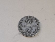 1916 Silver 3 Pence Coin.