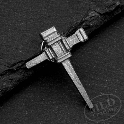 Silver cross nail lapel - silver,