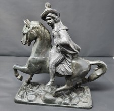 Antique Metal Clock Top Statue Buffalo Bill Wild West