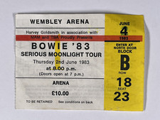 David Bowie Ticket Serious Moonlight Tour Wembley Arena London 2nd June 1983 #2
