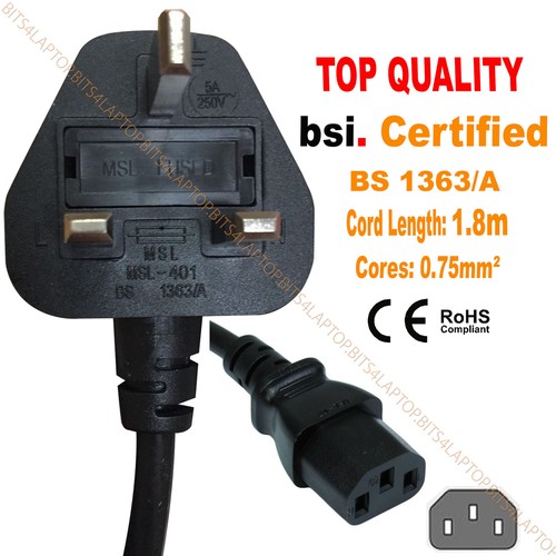 3pin mains lead power - uk,