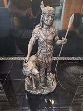 Native American Indian With Wolf,Statue/Figurine 1997 By Crosa,Julianna Collectn