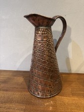 Vintage JS&S Sankey Copper Jug Pitcher Art Nouveau Arts Crafts Bark J.S.&S No 3