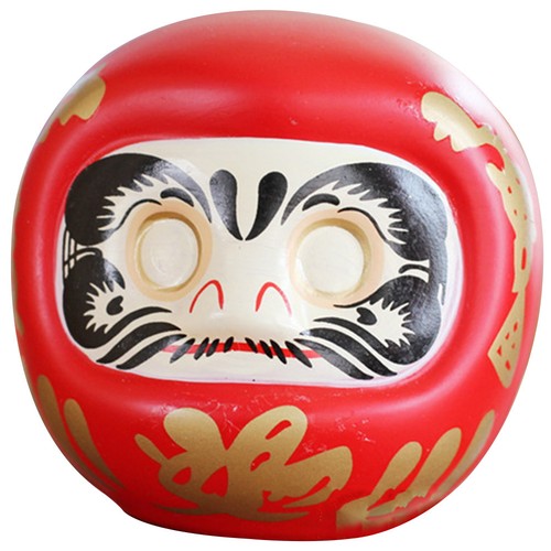 Red ceramic daruma figurine - ceramic,