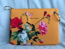 Ted Baker Makeup Bag - Orange & Pink Floral - Gold Zip - New no tags