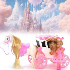 5 Inch Baby Carriage With 3d Light, Musical Doll, Doll As A Princess With Her Ca