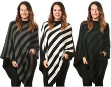 Womens Striped Knit Poncho