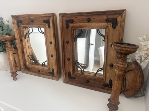 Rustic hardwood mirror - x2,