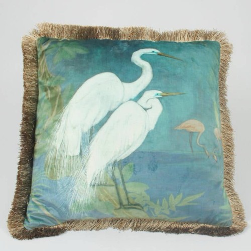 Velvet storks design cushion - storks,