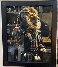 Black framed picture of lion