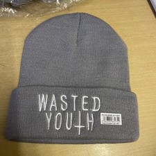 Grey Beanie Hat ( Wasted Youth ) One Size X 12 Youth Size