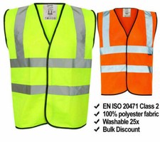 Hi Viz Vest High Vis Safety | YELLOW ORANGE | EN471 Waistcoat Visibility Jacket