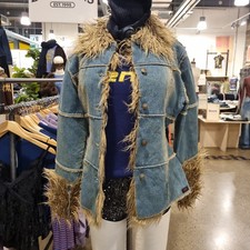 Denim Patchwork Faux Fur