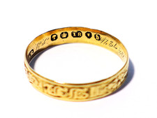 1857 Victorian 18ct Gold Mourning Band Ring Engraved F.J Pankhurst UK Size O #JR