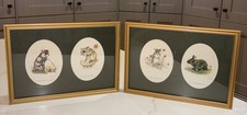 4 oval framed Vintage animal