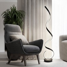 Black Twist Floor Lamp LED Standard Standing Light Cool White Tall Light Room UK