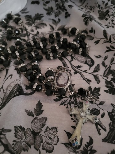 Black crystal rosary with - rosary, 365