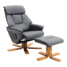 PU Leather Swivel Chair Recliner Adjustable Armchair Lounge Sofa Chair&Footstool
