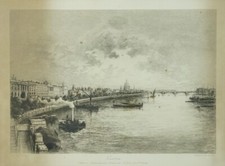 Lucien Marcelin Gautier: London, Thames Embankment to St Pauls. 1887