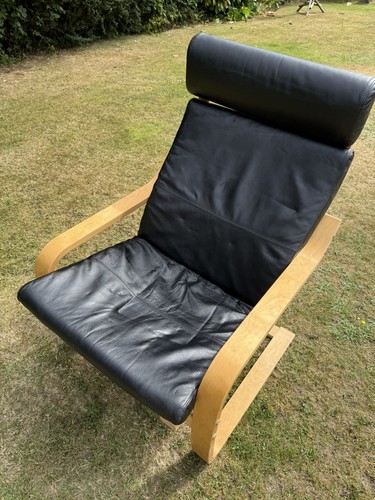 Ikea poang chair with leather - ikea,