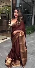 Designer Sari Bollywood Bridal Silk Saree Blouse South Indian Party Wear Saree