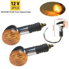 2x Motorcycle LED Amber Chrome