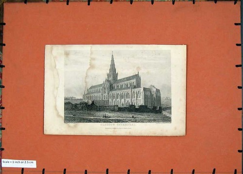 Original old antique print - old,