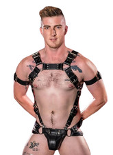 Men's Full Body Harness Men Full Body Black leather  harness With Jockstrap Gift