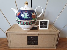ROBIN, TREE, PUDDING ceramic tea for one PRICE & KENSINGTON Christmas teapot